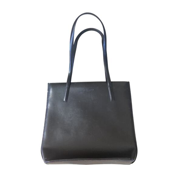 KENNETH COLE Bag Tote Laptop Bag Patent Leather Brown Flat Great Condition - Picture 1 of 4